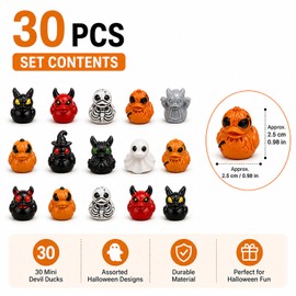 30PCS Halloween Mini Duck Figurines for Party Decor