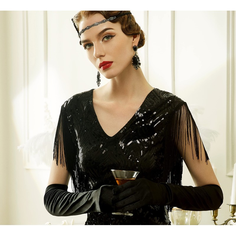 BABEYOND Long Opera Party 20s Satin Gloves Stretchy Adult Size