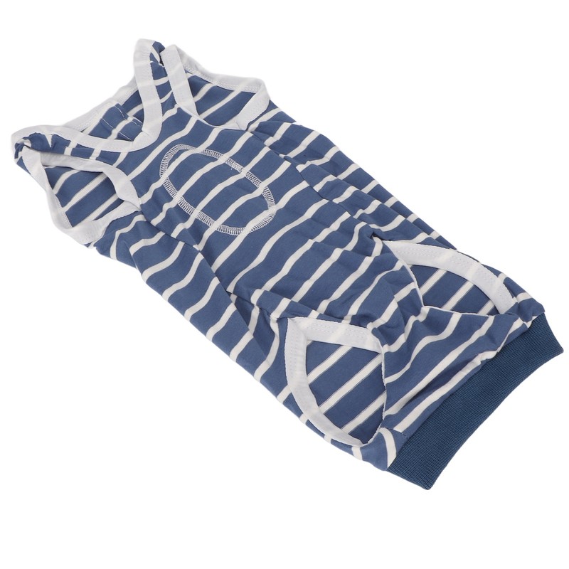 Dog Recovery Suit Stretchy Breathable Adjustable Collar Stripe Pet Post