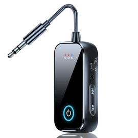 2-in-1 Bluetooth 5.4 Transmitter Receiver/Mini Portable Wireless Audio Adapter for TV/Airplane/Gym to Wireless Headphoness Low Latency Built in Mic 3.5mm AUX Jack Adapter for Car/Home Speaker