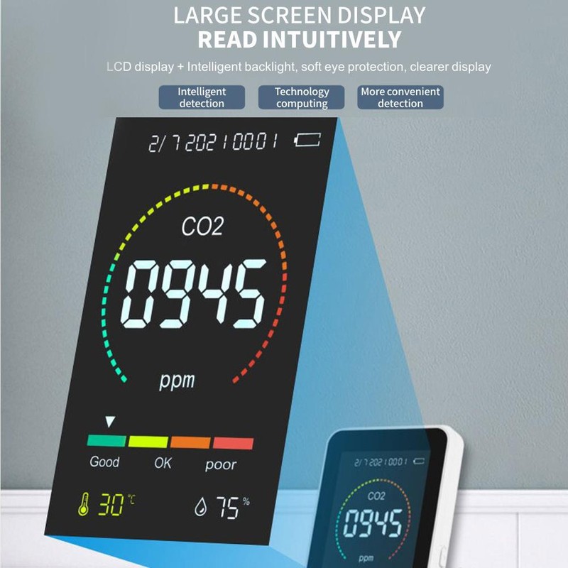 Air Quality Monitor CO2 Detector Temperature Meter Humidity Meter Instantly