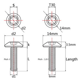 Wanyifa Titanium M4 M5 M6 10 12 15 20 25 mm Tornillo de cabeza torx para bicicleta motocicleta paquete de 4 (Ranibow, M6 x 12 mm)