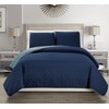 Embossed Microfiber Navy Reversible Bedspread/Quilt Set King