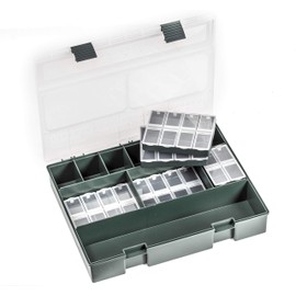 KingCarp - Fishing System Tackle Box 10 Sectioned Specialist Terminal Storage Solution - 29 x 5 x 23 cm - With 6 Multi Boxes - Ideal for for Specimen Carp and Predatory Fishing [19-0402]