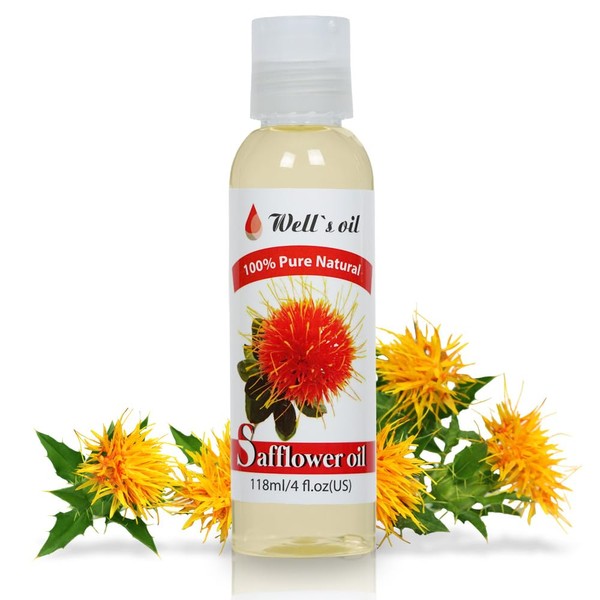 Well's Oil SAFFLOWER | 4oz(118ml) | All-Natural | For Hair + Skin + Nails | Refined | Great for Moisturizing, Scalp Treatments
