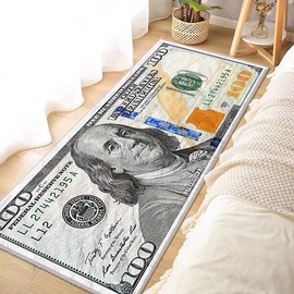Currency Area Rug New 100 Dollar Bill Design Doormat Non-Slip Doormat for Living Room Bedroom Kitchen Indoor Outdoor Carpets (New 100 Dollar, 18''x43'')