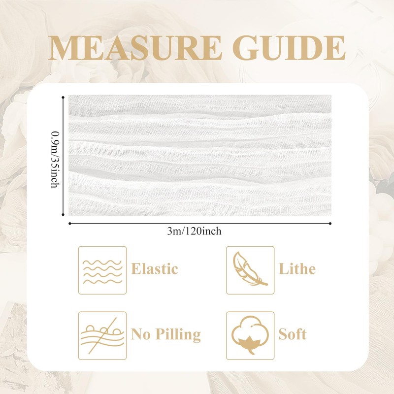 Asee'm Table Runner Cheesecloth 10FT Ivory Boho Gauze Fabric Rustic