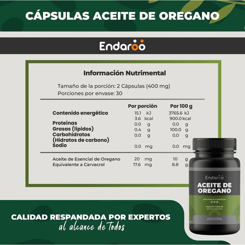 Aceite De Orégano 120 Cápsulas Calidad Premium