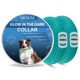 VICSOM Dog Collars, 2PC Luminous Dog Collars for Most Dog Breeds and Sizes Dog Collar for Puppies Small Medium Large Dogs, Waterproof Collars for Dogs-Sky Blue