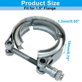 Zorveiio 1.5 Inch Stainless Steel 304 V-Band Clamp, Quick Release Clamp Universal Flange Kit, Racing Exhaust Down Pipes for Ford Pickup Trucks