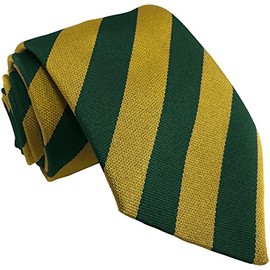 Great British Tie Club Men's Adult Length School Style Striped Neck Ties (Bottle Green & Gold)