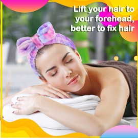 Wavyknot 25 Pcs Spa Headband Bulk Makeup Headbands for Washing Face Cute Bow Hairbands Soft Coral Fleece Hairbands for Women Face Skin Care Makeup Spa Gift Shower Yoga(Novel Pattern)