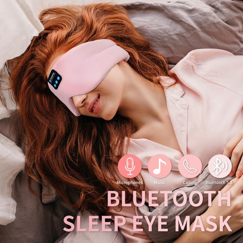 Sleep Headphones Bluetooth Eye Mask, Soft Wireless Headband with Ultra-Thin