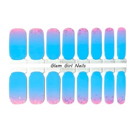 Glam Girl Nails Pink and Blue Ombre Sparkle Nail polish strips / Nail Wraps / Nail Stickers