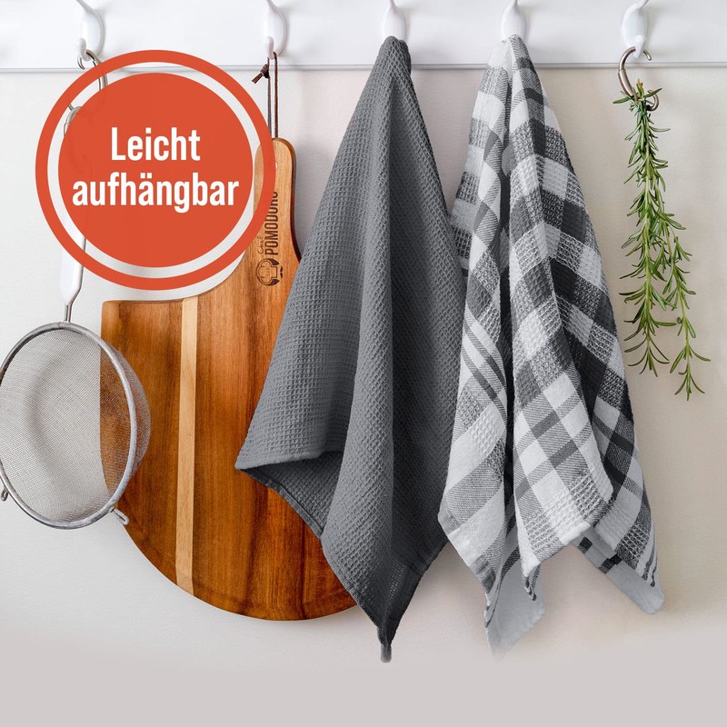 Chef Pomodoro Tea Towels, Cotton Tea Towels, Kitchen Towels, Grey