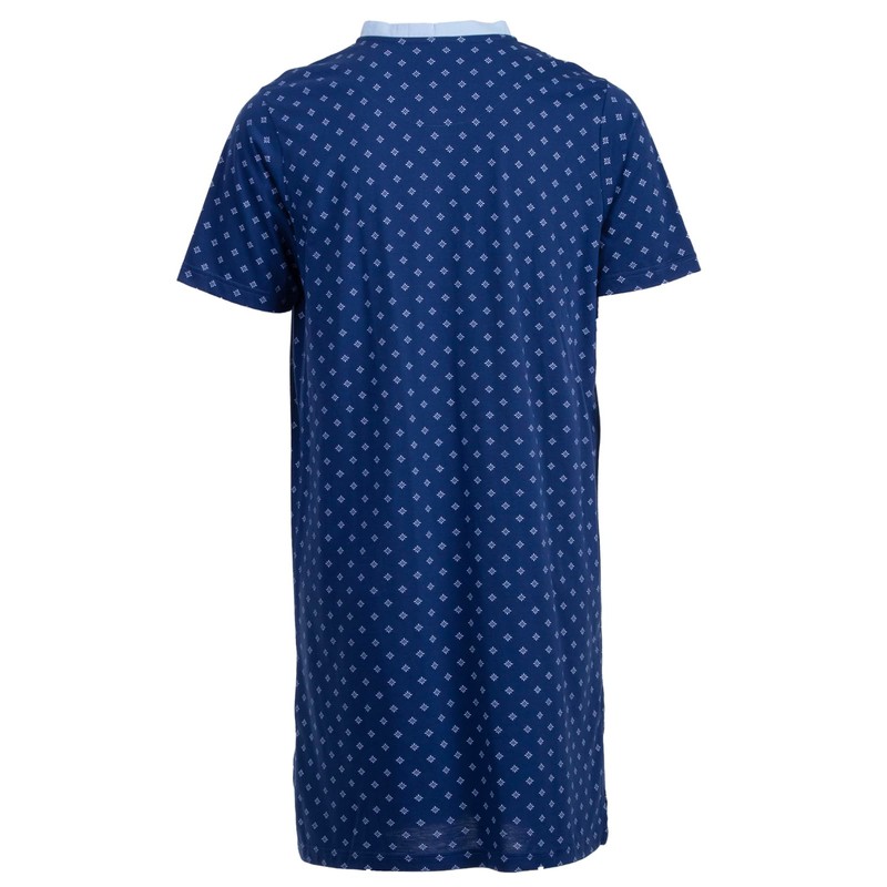 Henry Terre Men's Short-Sleeved Nightdress with Diamond Flower Chest Pocket