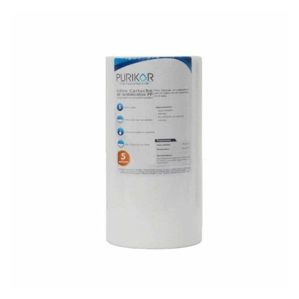 Filtro PURIKOR para cartucho de polipropileno termofusionado, flujo nominal de