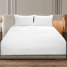 Marquess Ultra Soft Cozy Fleece Fitted Sheet with Extra Deep Pockets | Plush Cozy Warmth |1 Deep Pocket Furry Fleece Fitted Sheet and 2 Piece Standard Size Pillowcases(Whitel, Full)