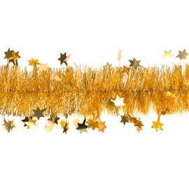 Creativery Butterfly Christmas Garland Tinsel with Stars 8 cm x 3 m Tinsel Garland Tree Garland Christmas Tree Decoration (Gold)