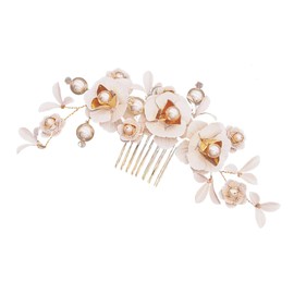 Mikinona Elegant Wedding Hair Comb Bridal Hair Accessories Pearl and Rhinestone for Bachelorette