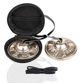 ZenBless Tibetan Tingsha Cymbals 2pcs, with Storage Box and Fabric Case, Meditation Sanskrit White Brass Chime Bells for Spiritual Healing Mindfulness, Yoga Buddhist, Relaxation Musical Instruments