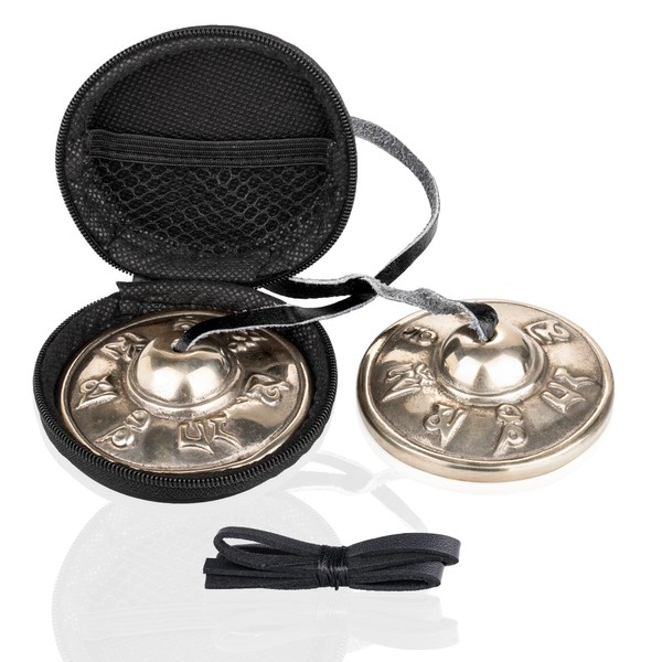 ZenBless Tibetan Tingsha Cymbals 2pcs, with Storage Box and Fabric
