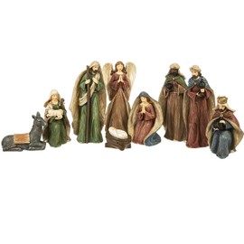 Midwest Distressed Brown Christmas Nativity 9 Piece Set New
