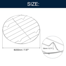 uxcell 7-7/8" Round Cooling Rack, Roasting Baking Steaming Cooling Rack, Stainless Steel Cooking Grid Grill for Oven, Air Fryer, Silver