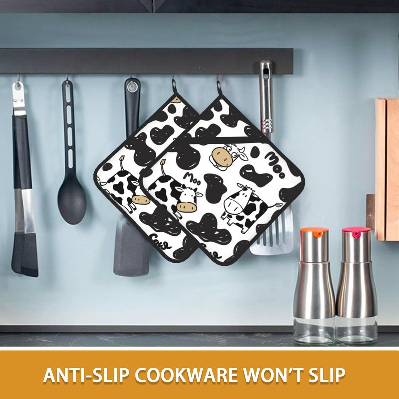 Cow Skin Pot Holder Set of 2,Heat Resistant Potholders Oven