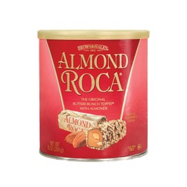 Almond Roca Pack of 1 - 10oz Individually Wrapped Chocolate Candy Cannister - Original Buttercrunch Toffee with Almonds - Gluten Free, Kosher, Chocolate