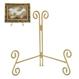 UoYeet Plate Stand 10 Inch Gold Display Plate Holder, Collapsible Iron Plate Stands for Display, Folding Display Easel for Photo, Pictures, Decorative Plate and Artwork (10-Inch, 1-Pack)