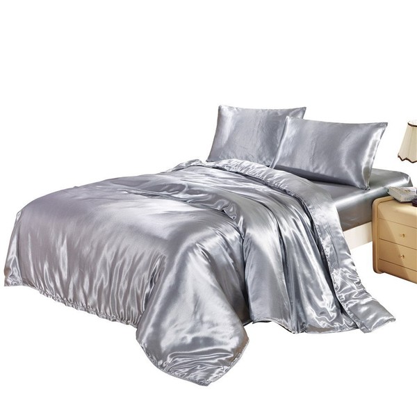 Lucky lover Hotel Quality Silky Soft Grey Duvet Cover Set