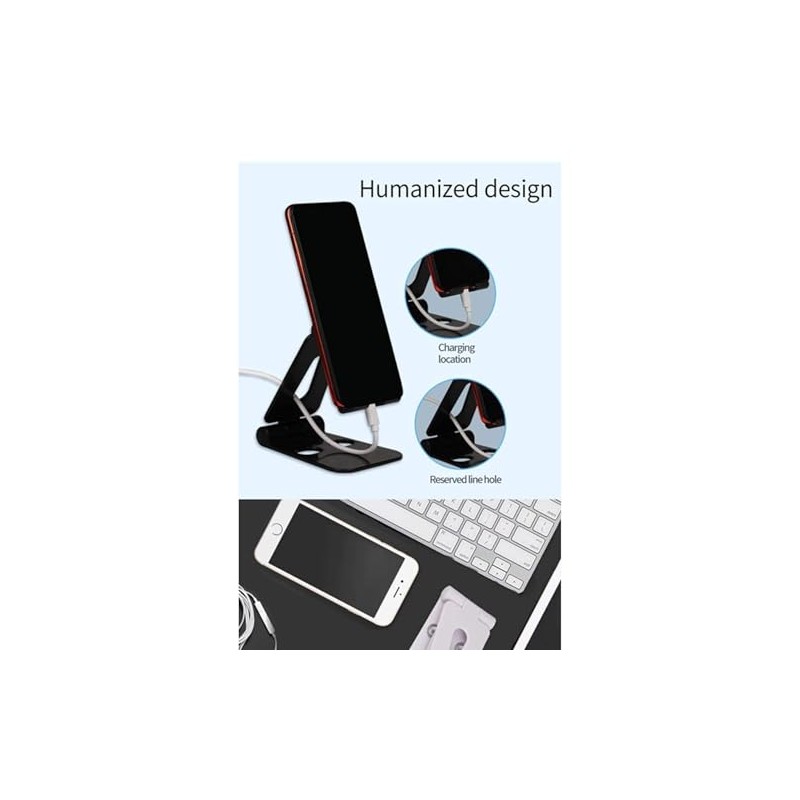Adjustable Smartphone and Desktop Stand, Black (White)