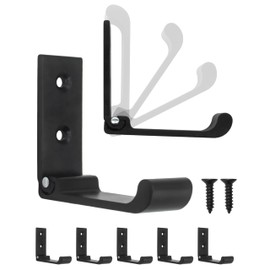 Fuxxer® 5 x Folding Multi-Purpose Hooks, Wardrobe Hooks, 75 x 67 mm, Set of 5, Black