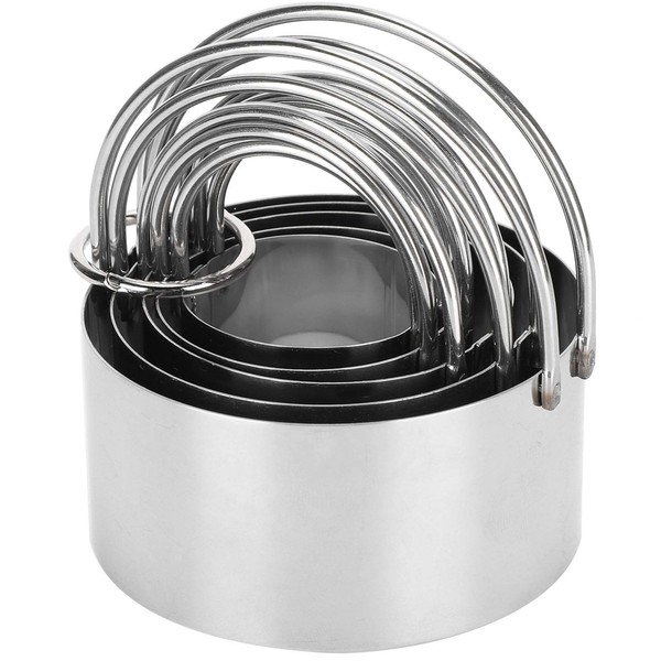 Cortadores de Galletas, 5 uds Redondos Moldes de Acero Inoxidable