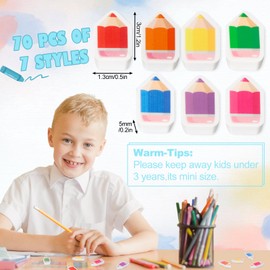 JarThenaAMCS 70Pcs Welcome Back to School Mini Bulk Erasers Colorful Pencil Shape Erasers Cute Pencil Collection Erasers for First Day of School Party Classroom Stationery Supplies
