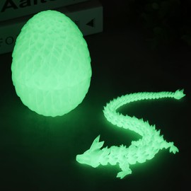3D Printed Dragon in Egg, Articulated Dragon Egg Toys, Mystery Exquisite 3D Printed Dragon Ornament with Flexible Joints, Unique Home Desk Decor for Autism Easter Egg Hunts/Collectors (luminous color)