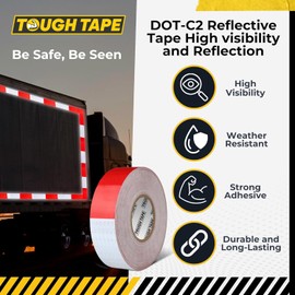 DOT C2 Safety Reflective Tape 2IN x 100 FT - Outdoor Waterproof Conspicuity Tape - Arrow Reflector Tape for Trailers, Vehicles, Boats - Strong Reflective Safety for Caution Warning Signs