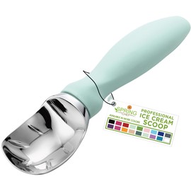 Spring Chef Heavy Duty Metal Ice Cream Scoop - Dishwasher Safe Ice Cream Scooper - Commercial Icecream Scoop Spade - Professional Kitchen Gadgets for Gelato, Melon, Sundae - Cookie Spoon - Mint