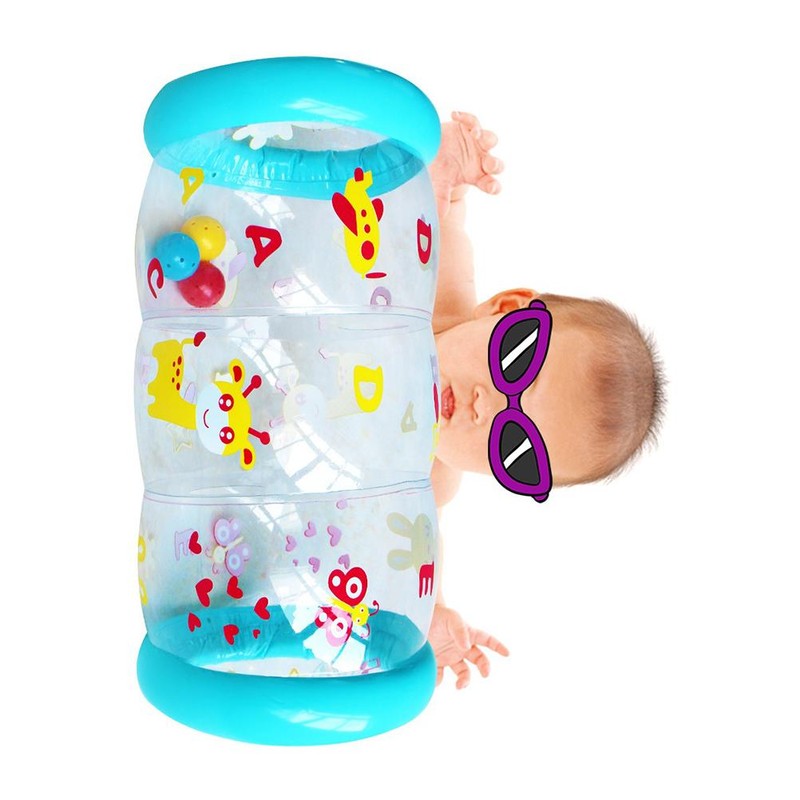 Inflatable Baby Crawling Roller with Bell Fitness Toys Baby Crawling