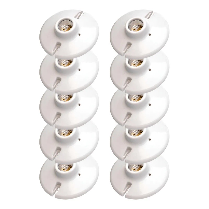 Pack 10 Portalamparas Argos Redonda 4 PuLG Ceramica Color Blanco