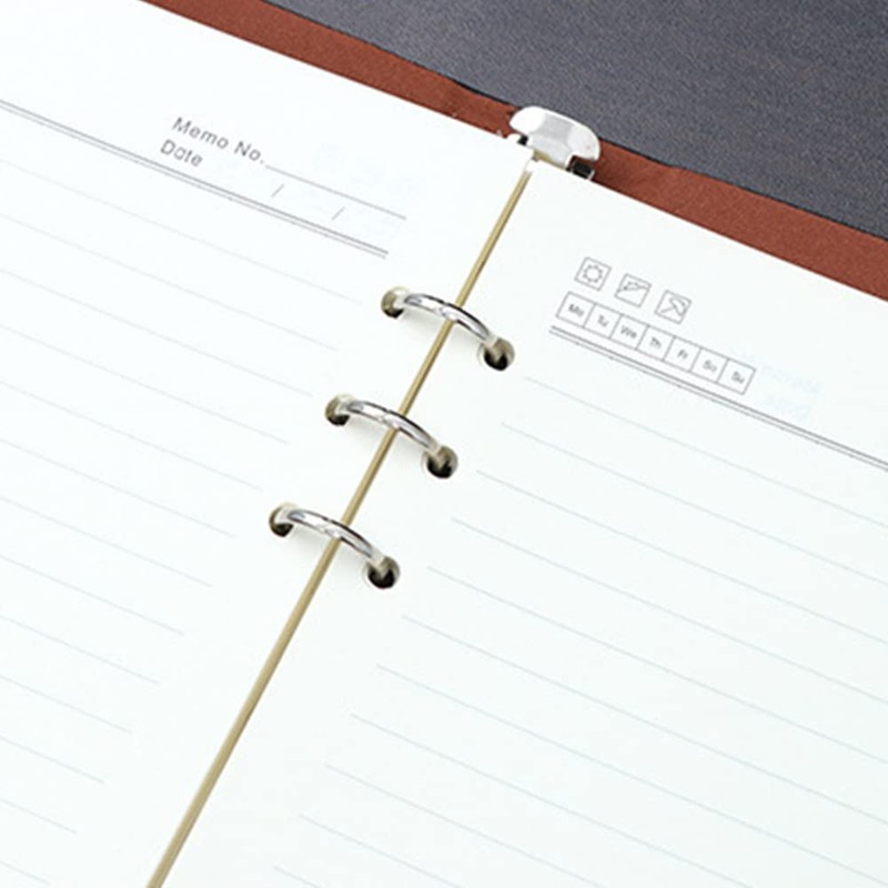 6 Hole Ring Binder Black PU Leather A5 Notebook Personal