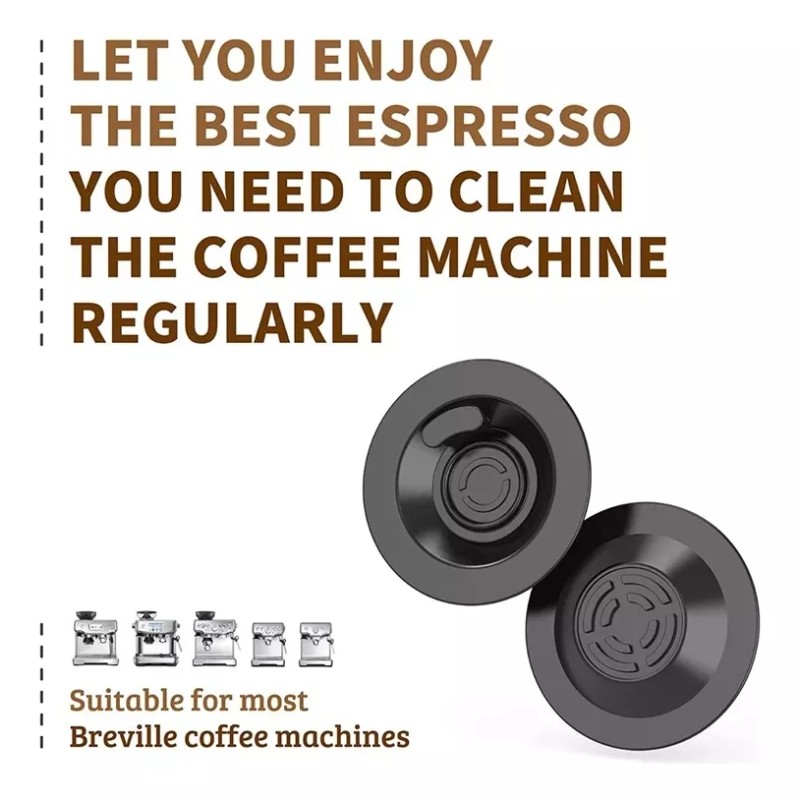 Marca 2 Discos Limpieza Para Maquina Cafe Espresso Breville 54mm