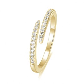 Zakk Women's Rose Gold Silver Gold Front Ring Narrow Open Cubic Zirconia Eternity Engagement Rings Wedding Rings Partner Ring Friendship Rings, stone, Cubic Zirconia