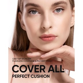 SKINTIFIC Full Coverage Cushion Foundation, Weightless, Skin Fit, Satin Glow Finish, Oil-Control Waterproof Foundation, Sweatproof Flawless BB Cream CC Korean Makeup Buildable