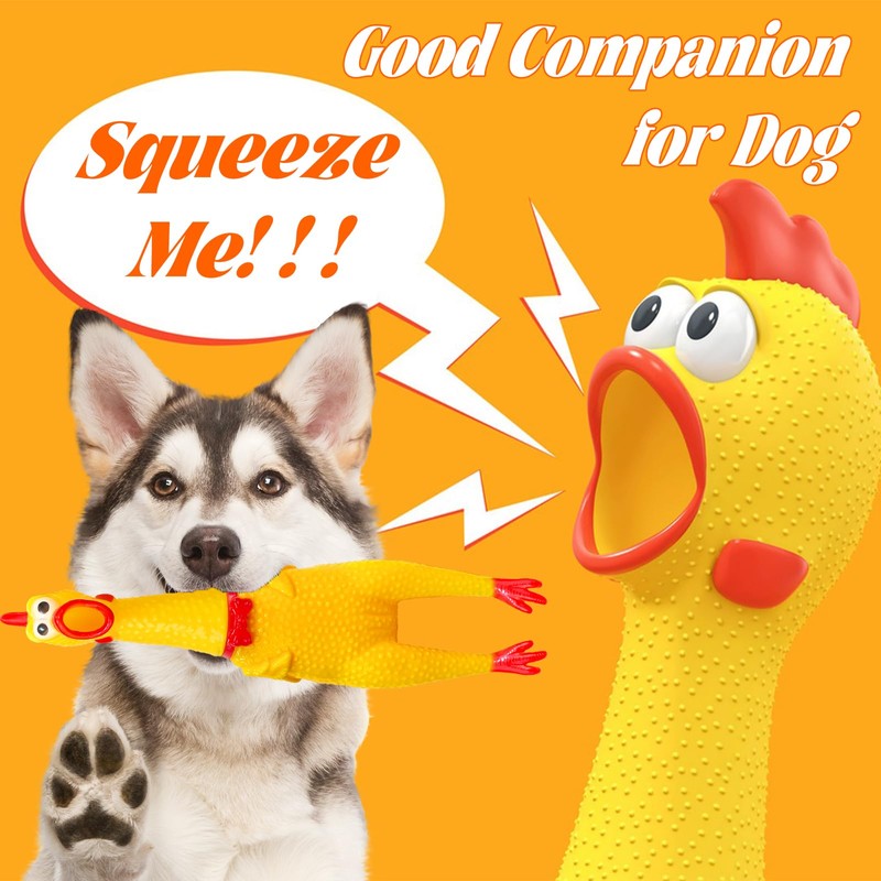 2Pcs Large Screaming Rubber Chickens,15 Inch 12 Inch Yellow Squawking