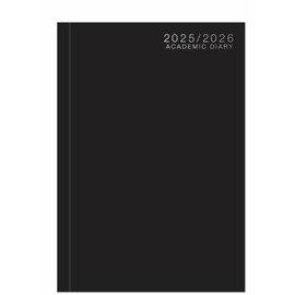 A5 Week To View Academic Diary 2025-2026 Mid Year Case bound School Planner Organizer mid year planner school .college teacher office (Black)