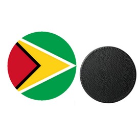 Set Of 4 Guyana Synthetic Leather Round Coasters And Gift Box