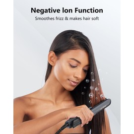 Annlary Hair Straightener 1 Inch Flat Iron and Curler 2 in 1 Titanium Ceramic Ionic Dual Voltage Straightener with Heat-Resistant Silicone, for Less Frizz, Shinier & Smoother