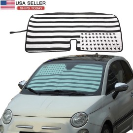 momocar American Flag Sun Visor Car Front Windshield Sun Shade For Fiat 500 2011-2019 US
